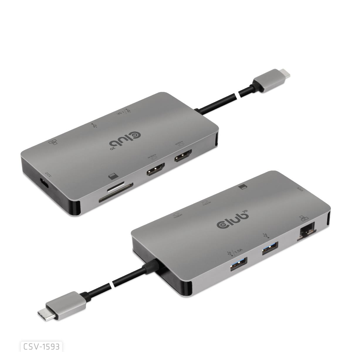 USB 3.2 Gen1 Type-c 8-in-1 Hub With 2x Hdmi 2x USB-a  Rj45 Sd/micro Sd Card Slots And USB Type-c Fem