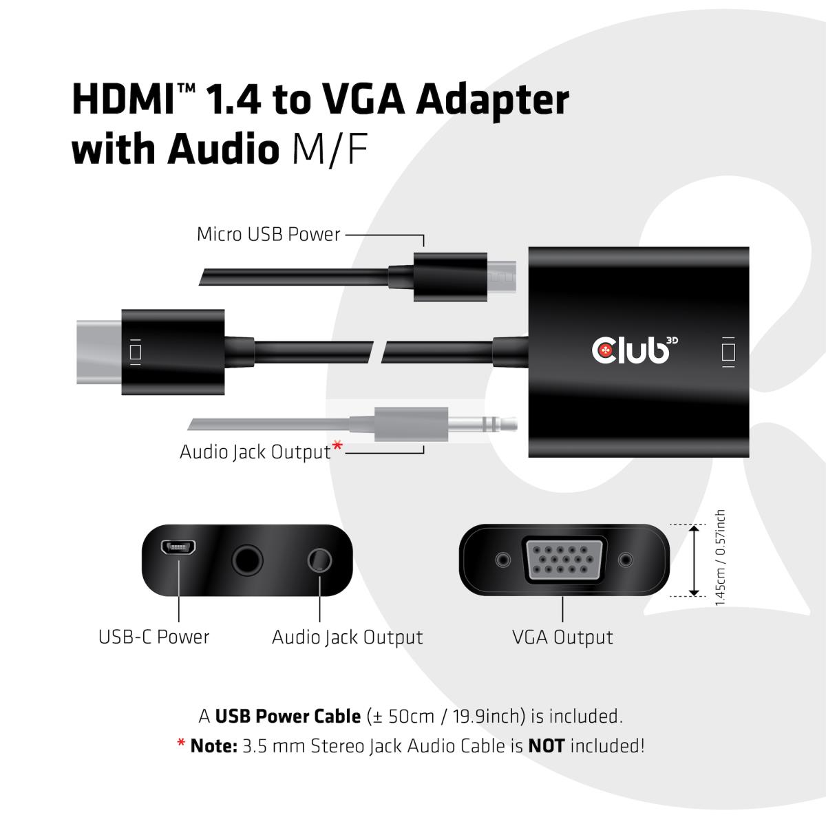 Hdmi 1.4 To Vga Active Adapter With Audio M/f