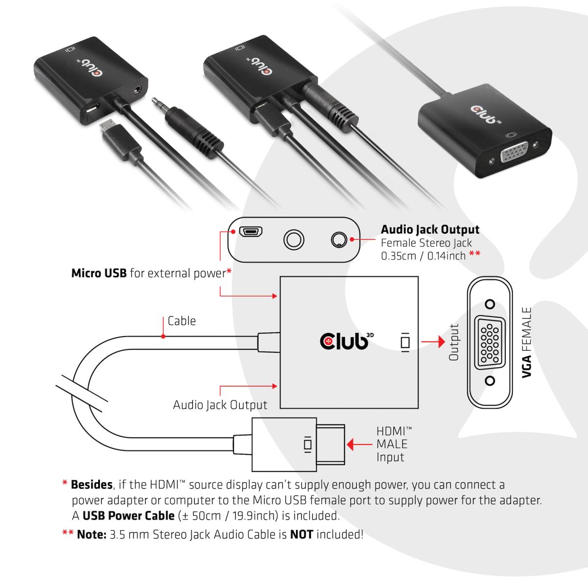 Hdmi 1.4 To Vga Active Adapter With Audio M/f