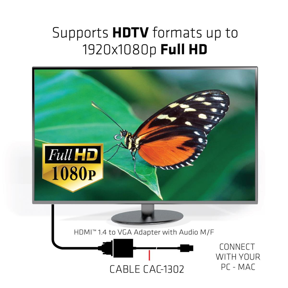 Hdmi 1.4 To Vga Active Adapter With Audio M/f