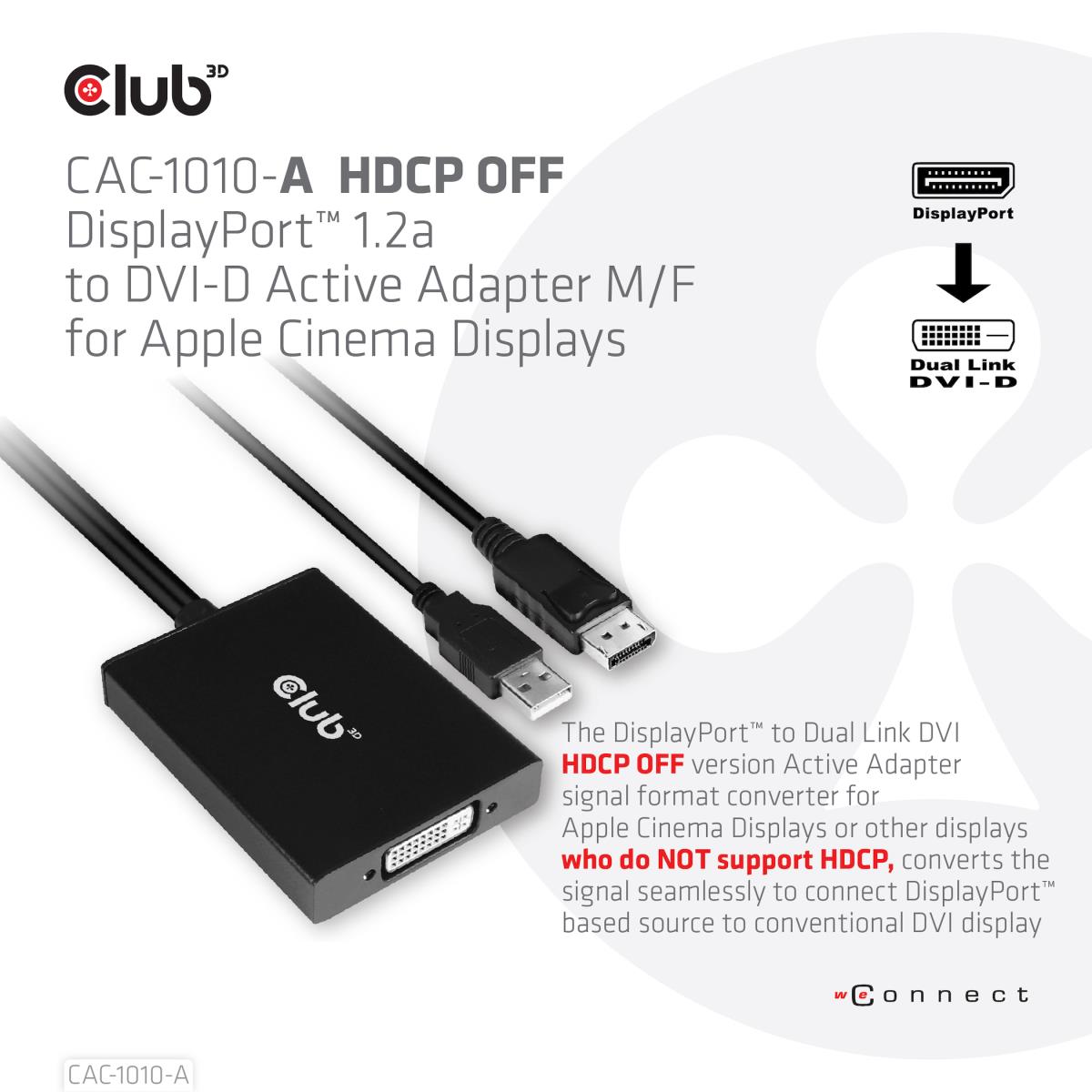 DisplayPort To Dual Link DVI-I Dual Link Active Adapter Max Res 4k30hz