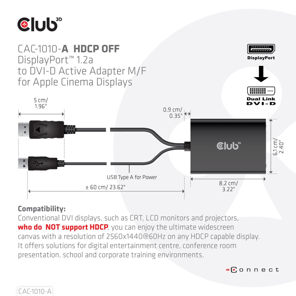 DisplayPort To Dual Link DVI-I Dual Link Active Adapter Max Res 4k30hz