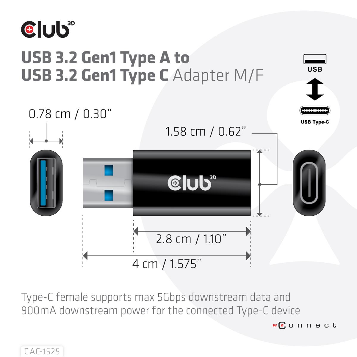 USB Type C 3.2 Gen1 Female To USB 3.2 Gen 1 Type A Male Adapter