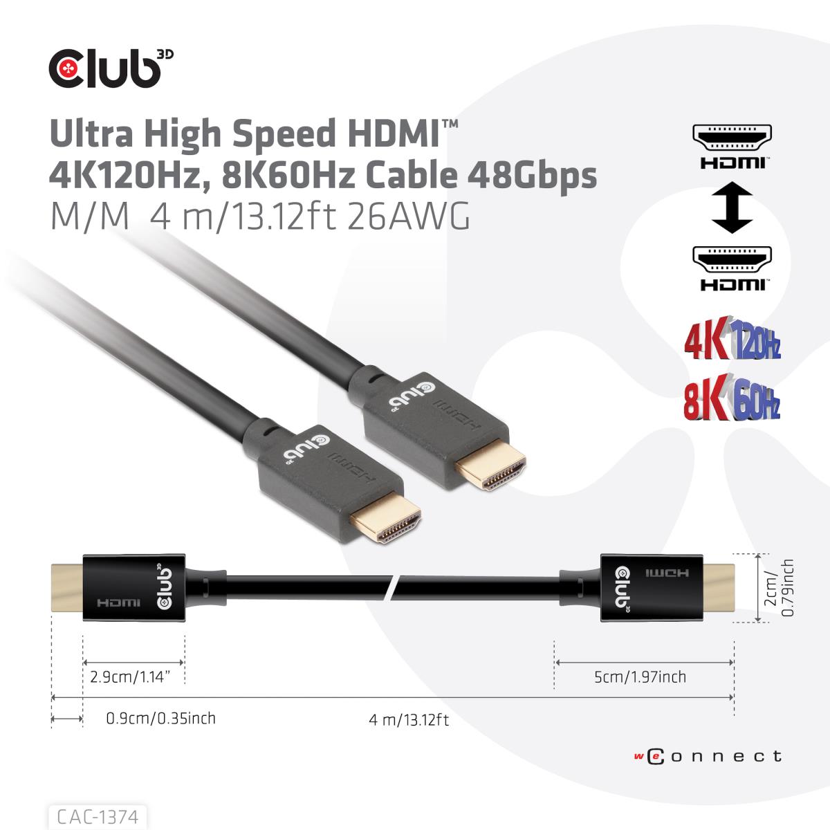 Hdmi 2.1 Male To Hdmi 2.1 Male Ultra High Speed 4k 120hz 8k60hz  4m/ 13.12ft