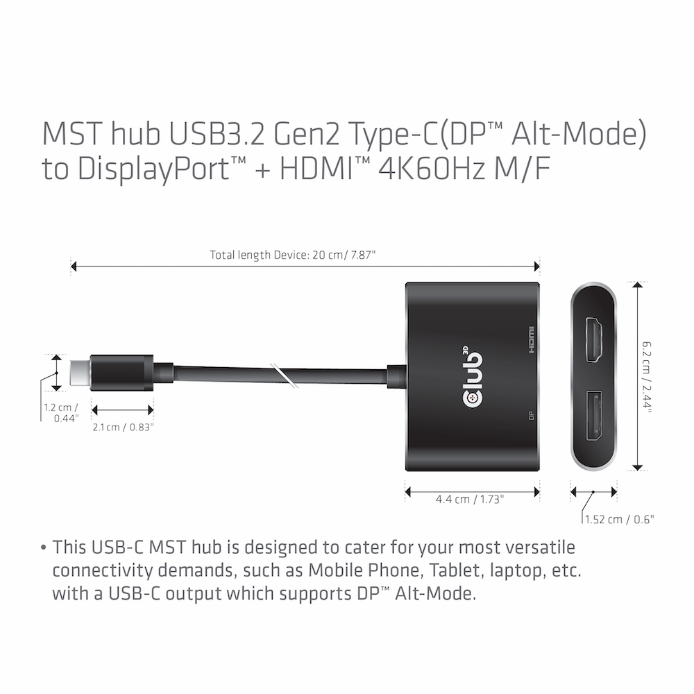 USB Type C 3.2 Gen 1 Multistream Transport Hub To Dp + Hdmi Dual Monitor 4k60hz