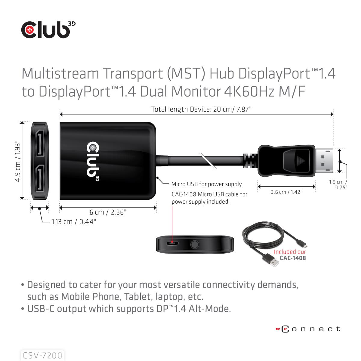 Dp 1.4 To 2 DisplayPort 1.4 Supports Upto 2 4k60hz - USB Powered