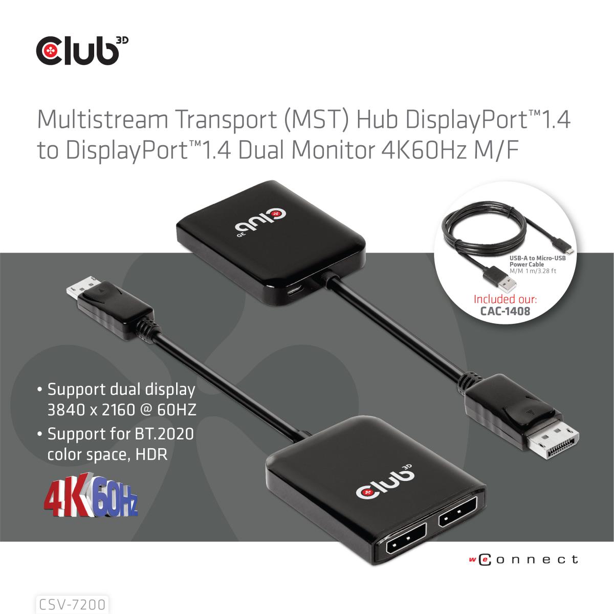 Dp 1.4 To 2 DisplayPort 1.4 Supports Upto 2 4k60hz - USB Powered