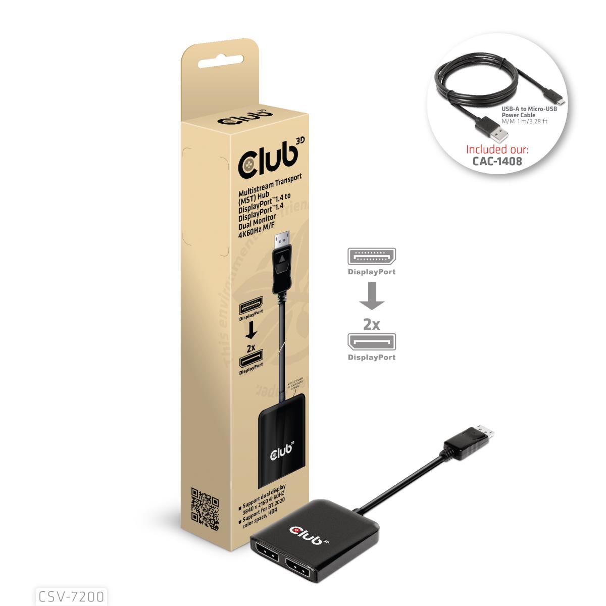 Dp 1.4 To 2 DisplayPort 1.4 Supports Upto 2 4k60hz - USB Powered