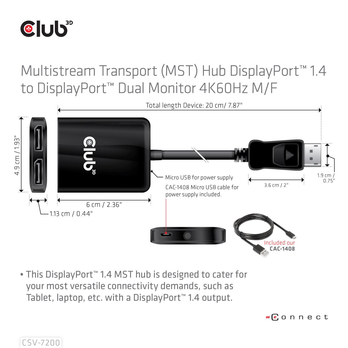 Dp 1.4 To 1 DisplayPort And 1 Hdmi Supports Up To 2x4k60hz - USB Powered