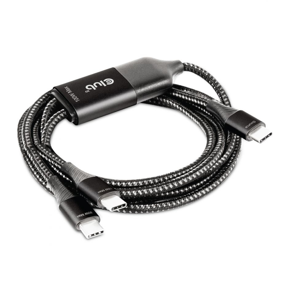 USB Type C Y Cable Charging Cable To 2xUSB Type C Max 100 Watt 1.83m
