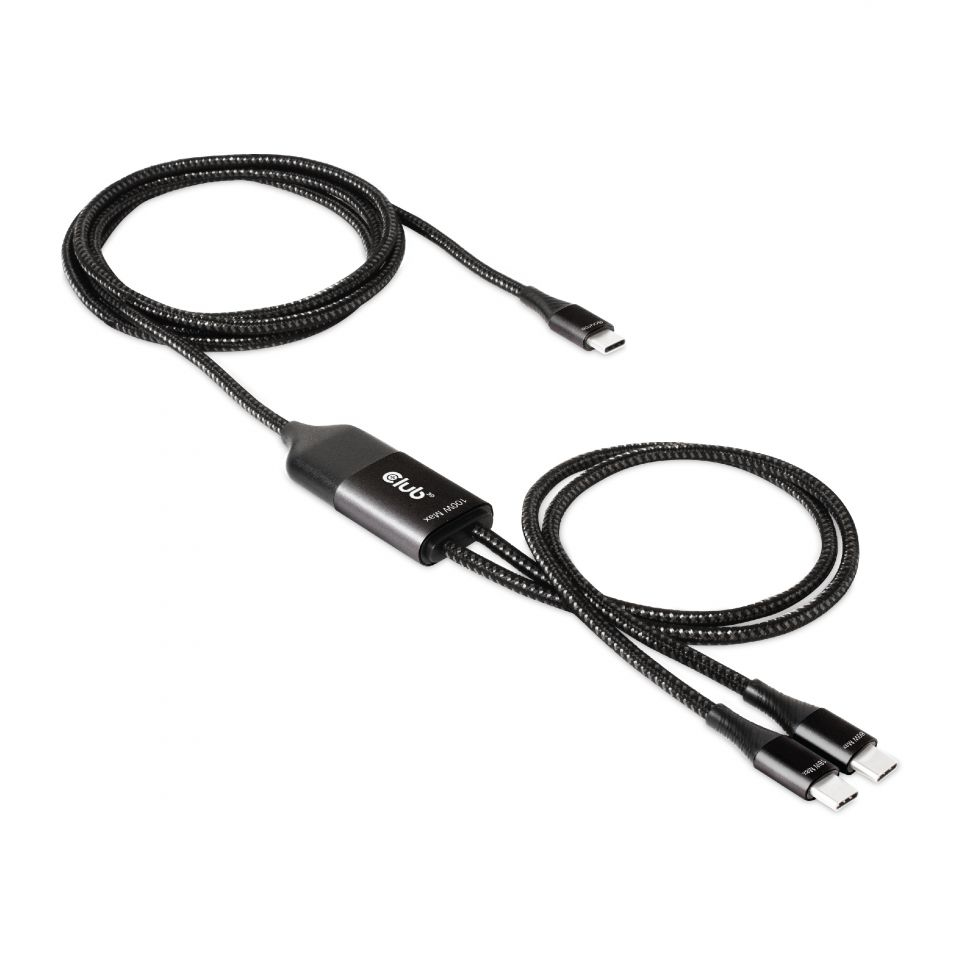 USB Type C Y Cable Charging Cable To 2xUSB Type C Max 100 Watt 1.83m