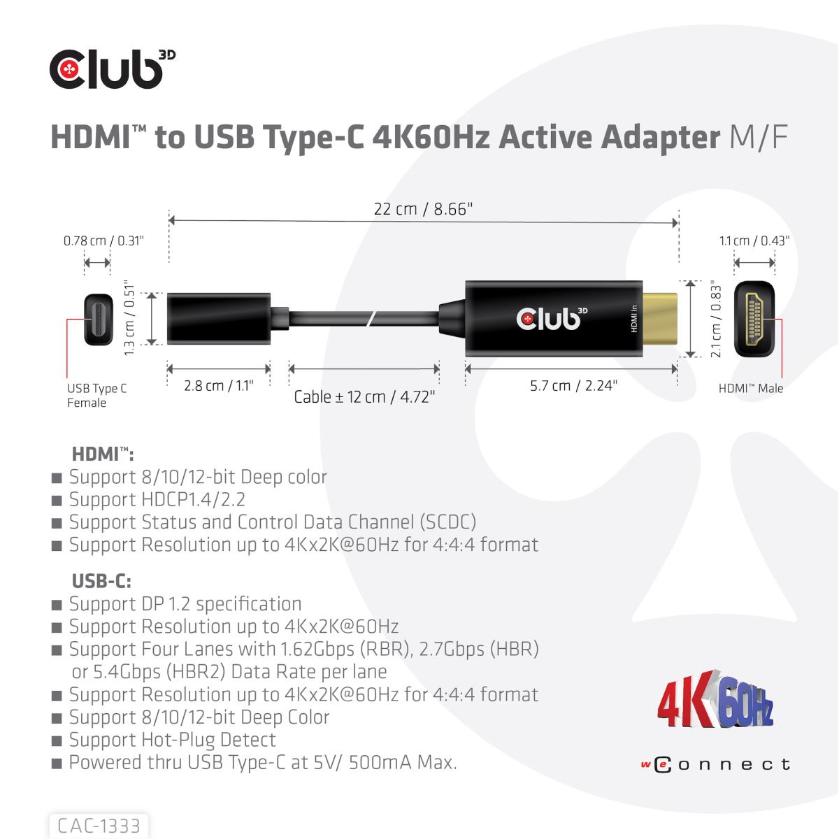 Hdmi-USB-c 4k60hz Active Adapter M/f