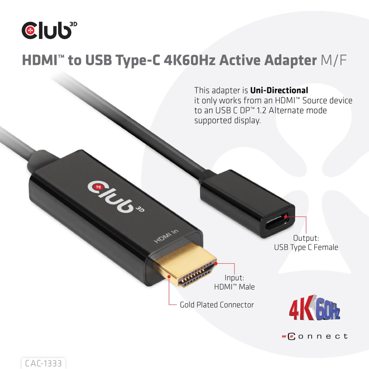 Hdmi-USB-c 4k60hz Active Adapter M/f