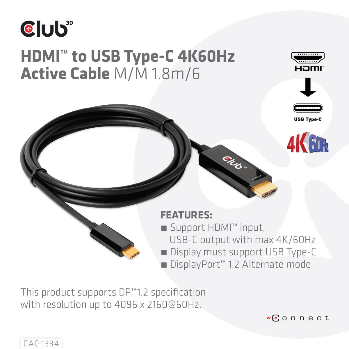Hdmi-USB-c 4k60hz Active Cable M/m 1.8m