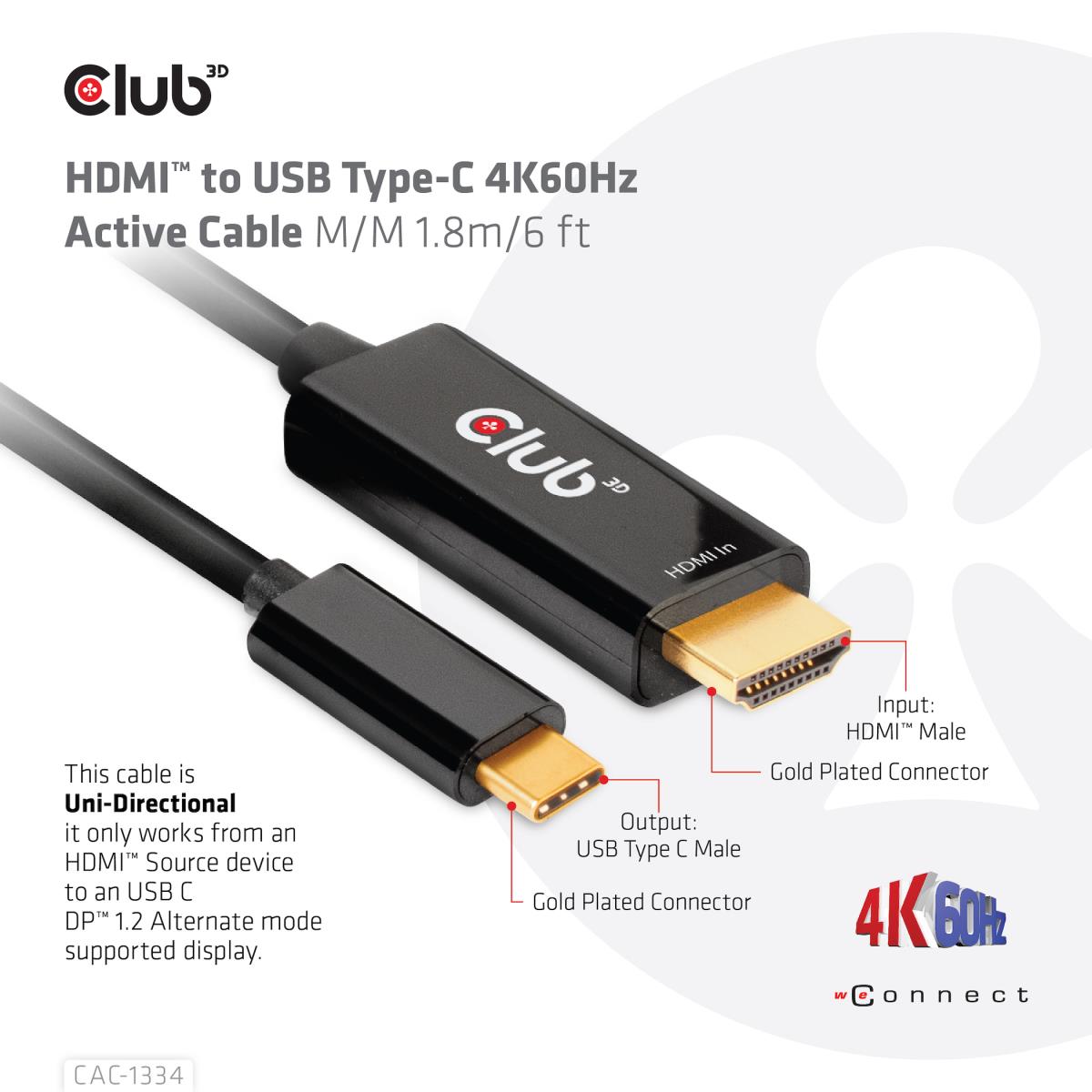 Hdmi-USB-c 4k60hz Active Cable M/m 1.8m