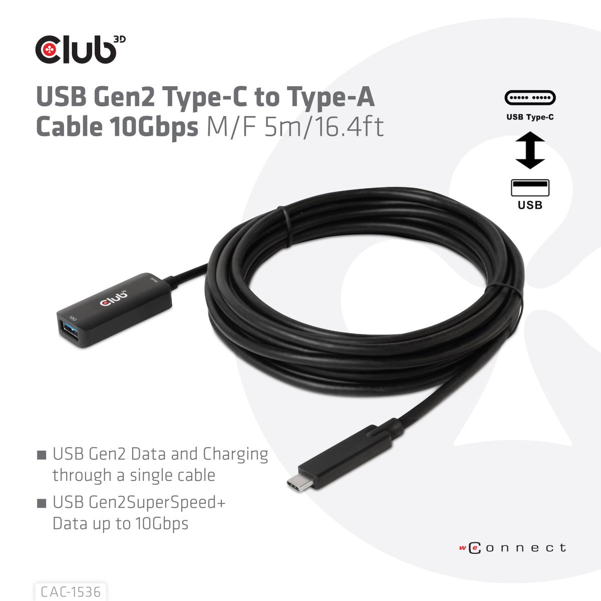 USB Type C Gen 2 To Type-a Cable 10gbpsm/f 5m/16.4ft