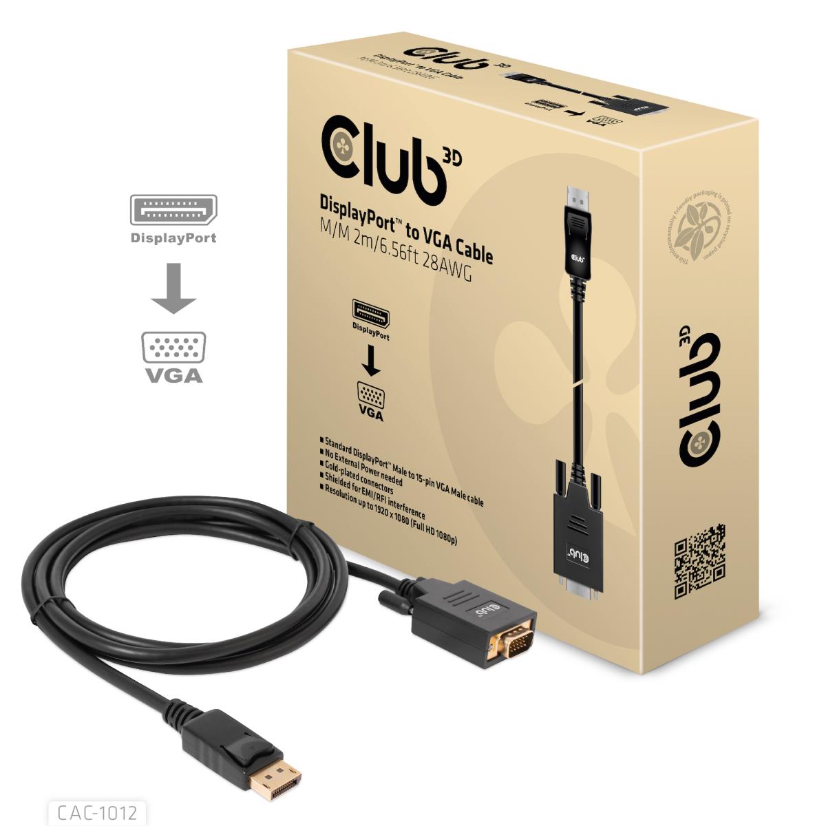 DisplayPort To Vga Cable M/m/ 2m 28awg