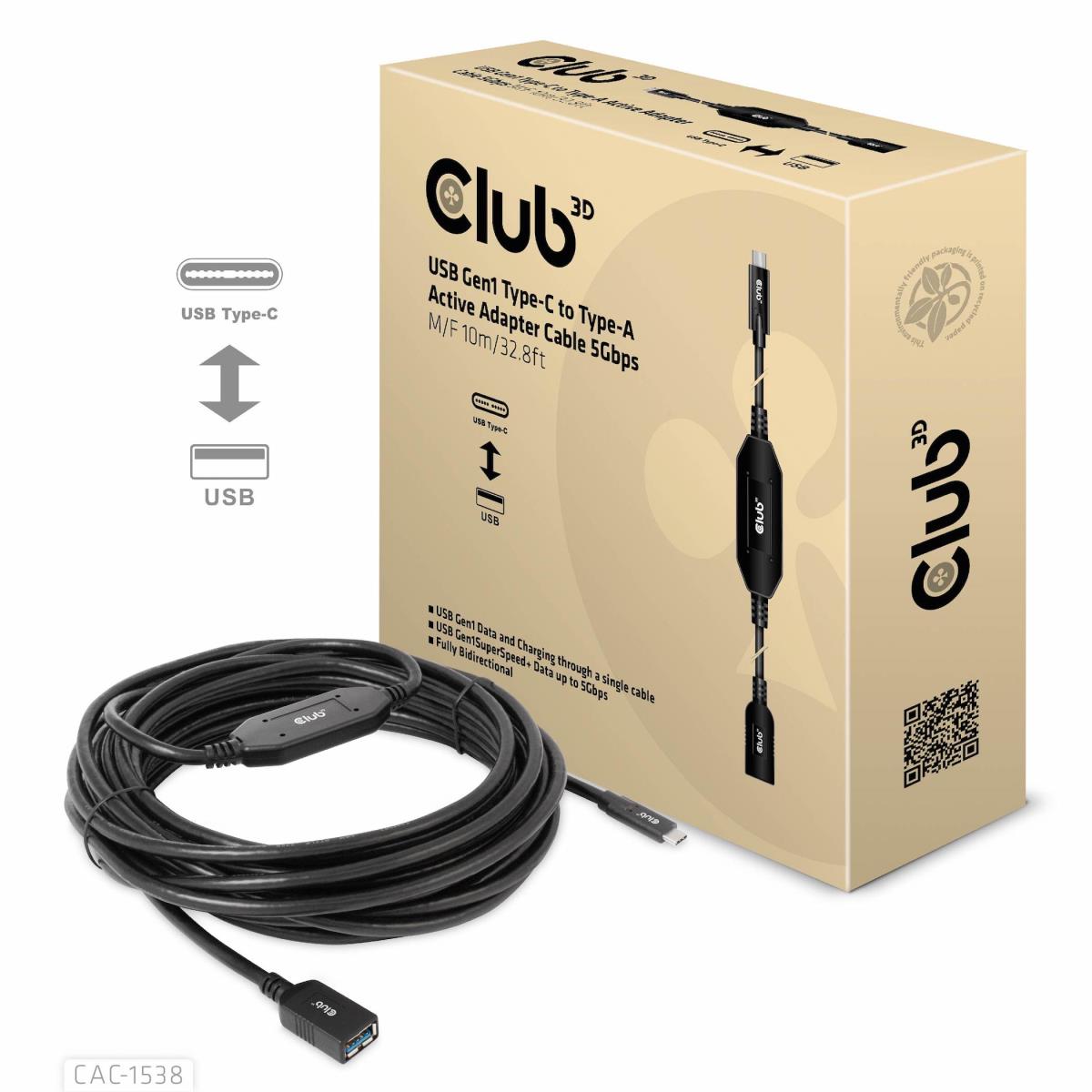 USB Gen1 Type-c To Type-a Cable 5 Gbps M/f 10m