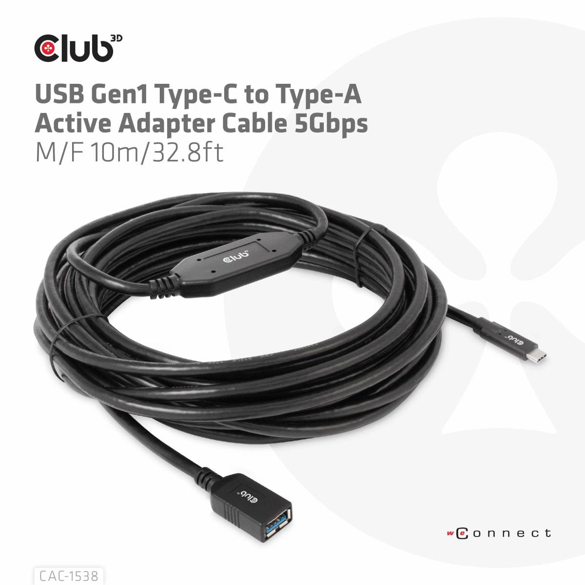 USB Gen1 Type-c To Type-a Cable 5 Gbps M/f 10m