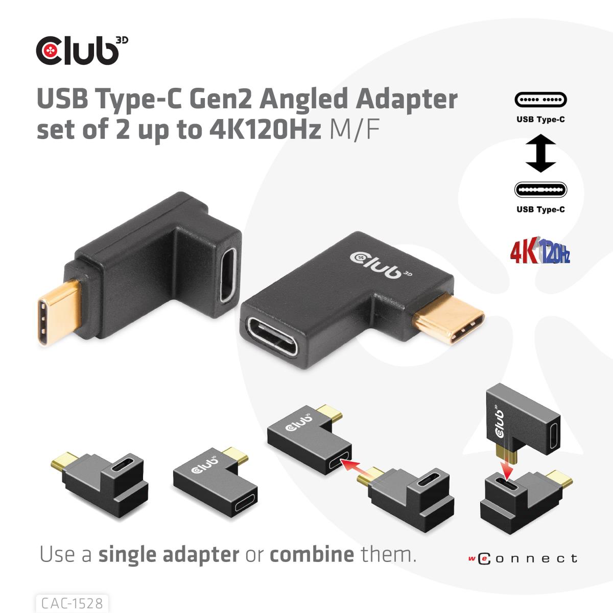 USB Type-c Gen 2 Angled Adapter Set Of 2 Up To 4k120hz 10gbps