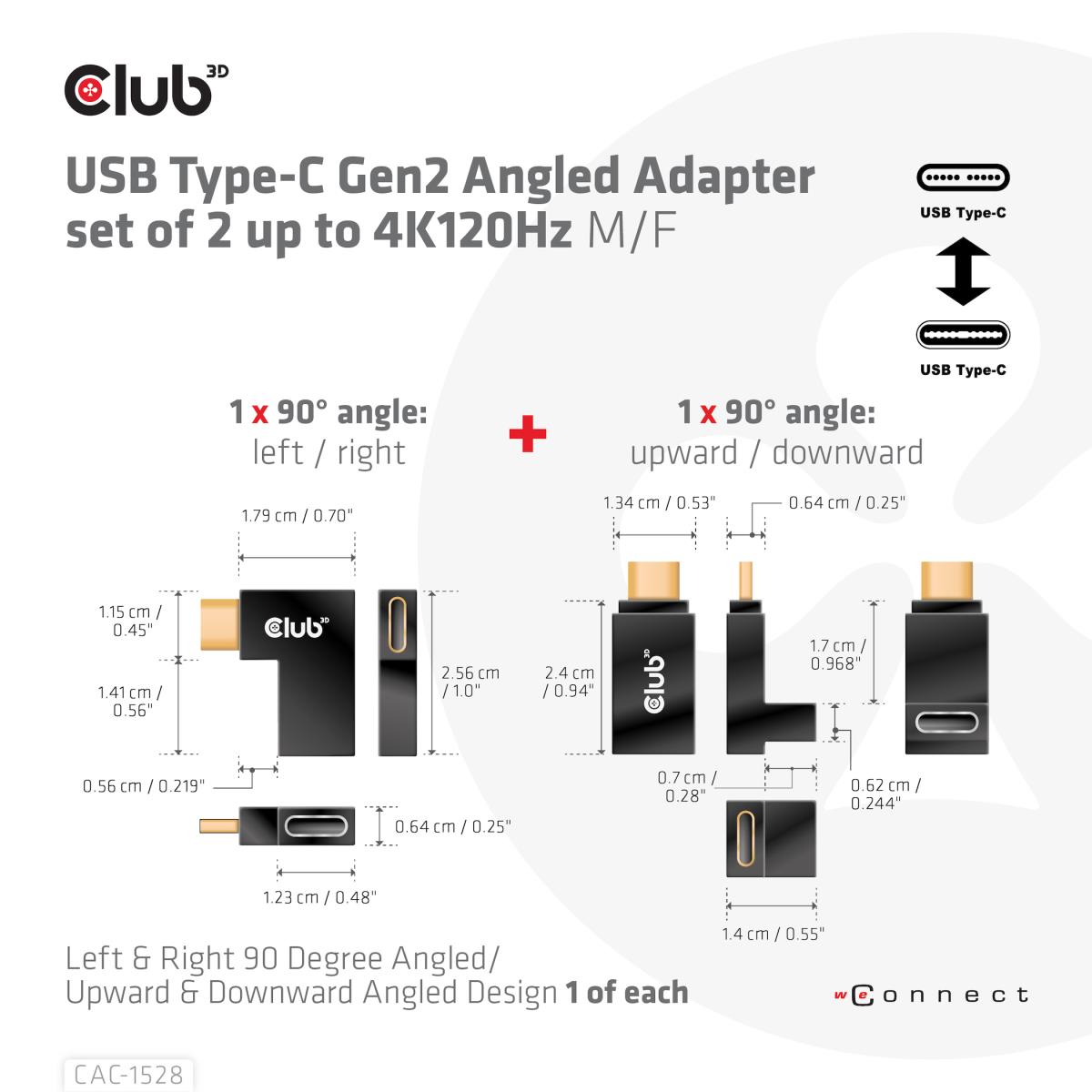 USB Type-c Gen 2 Angled Adapter Set Of 2 Up To 4k120hz 10gbps