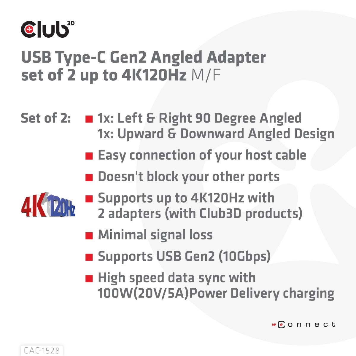 USB Type-c Gen 2 Angled Adapter Set Of 2 Up To 4k120hz 10gbps