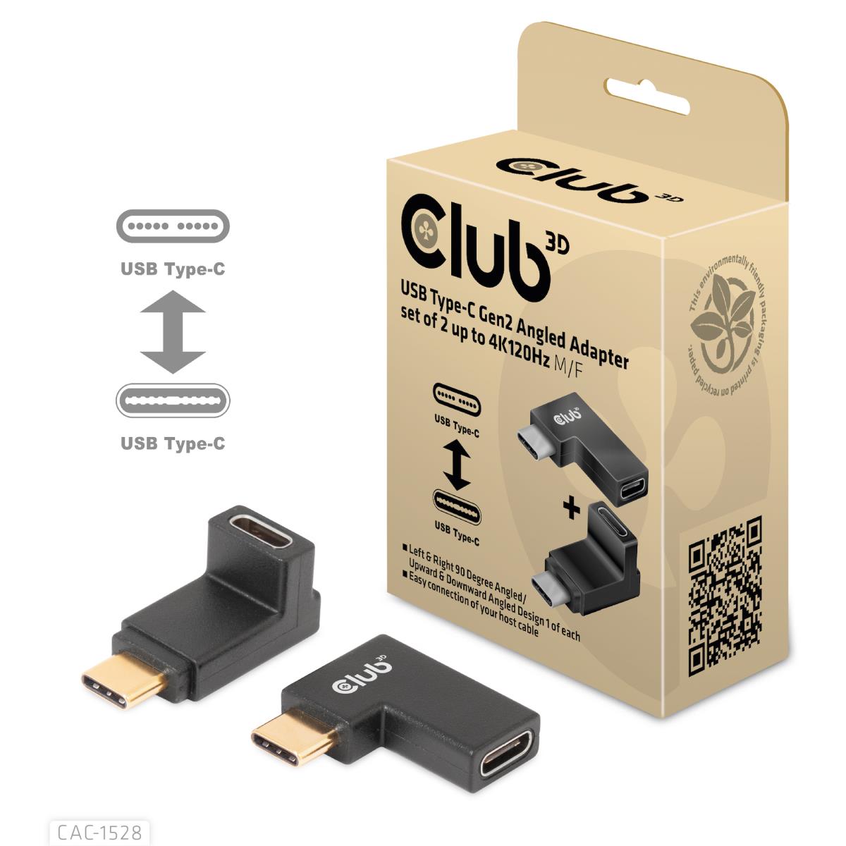 USB Type-c Gen 2 Angled Adapter Set Of 2 Up To 4k120hz 10gbps