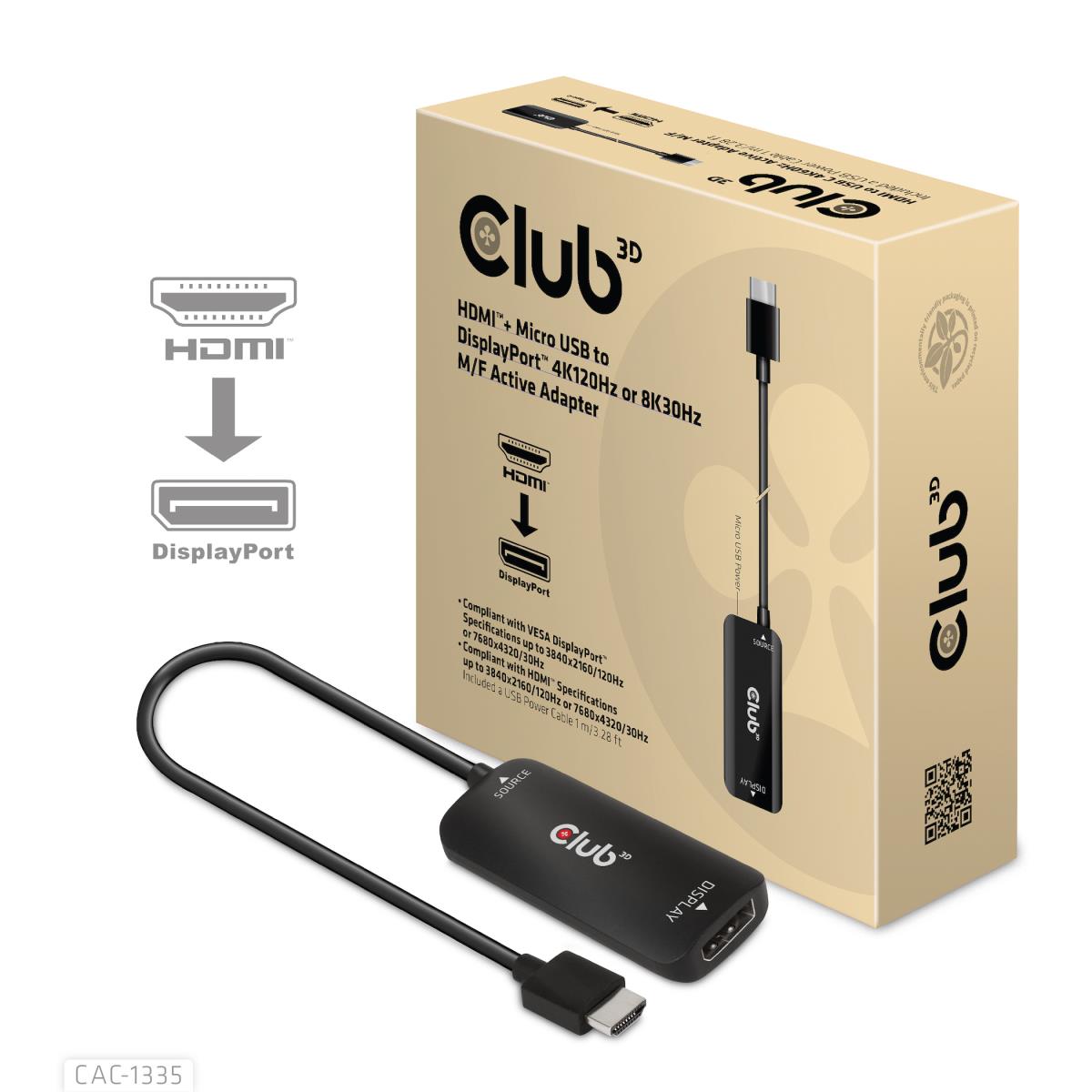 Hdmi+ Micro USB To DisplayPort 4k120hz Or 8k30hz M/f Active Adapter