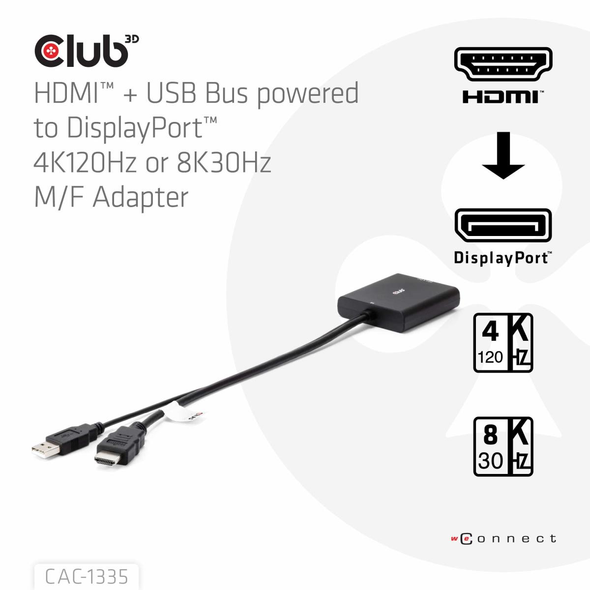 Hdmi+ Micro USB To DisplayPort 4k120hz Or 8k30hz M/f Active Adapter