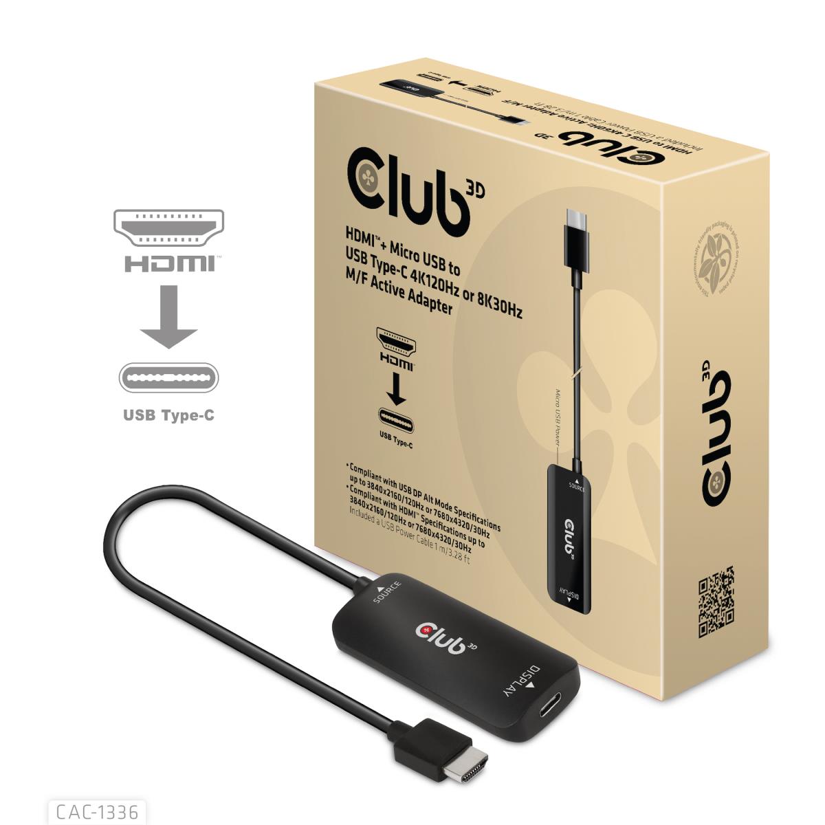 Hdmi+ Micro USB To USB Type-c 4k120hz Or 8k30hz M/f Active Adapter