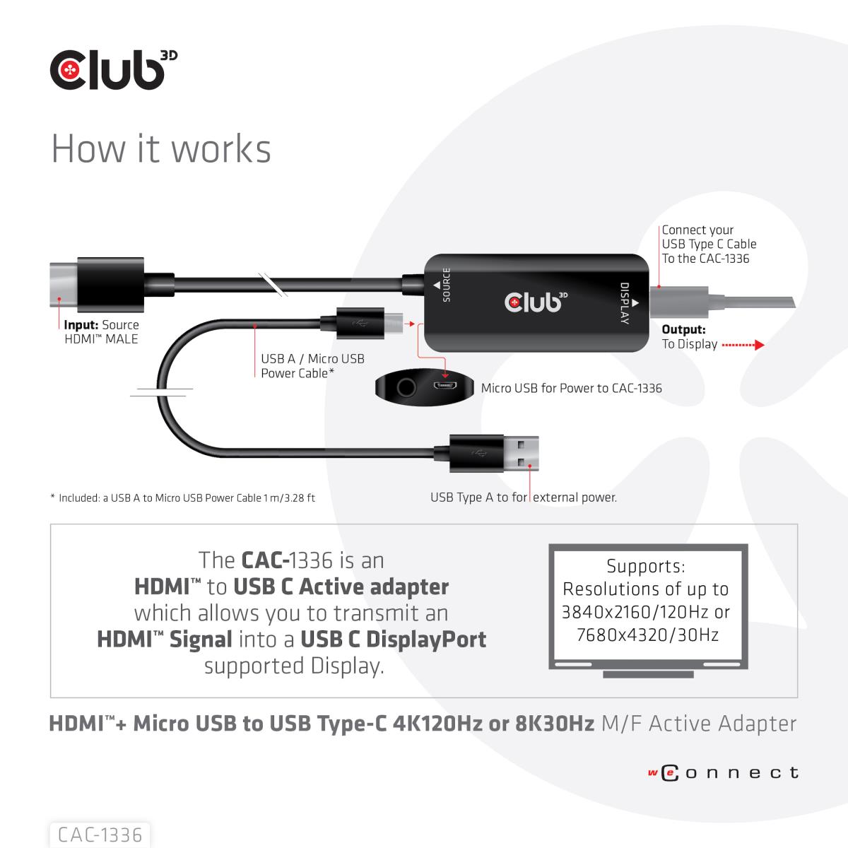 Hdmi+ Micro USB To USB Type-c 4k120hz Or 8k30hz M/f Active Adapter