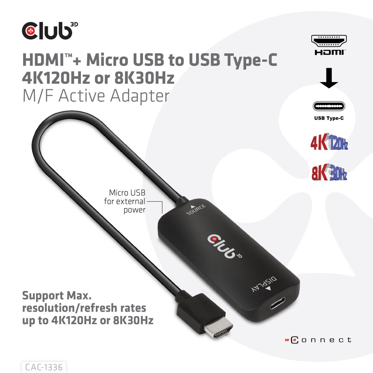 Hdmi+ Micro USB To USB Type-c 4k120hz Or 8k30hz M/f Active Adapter
