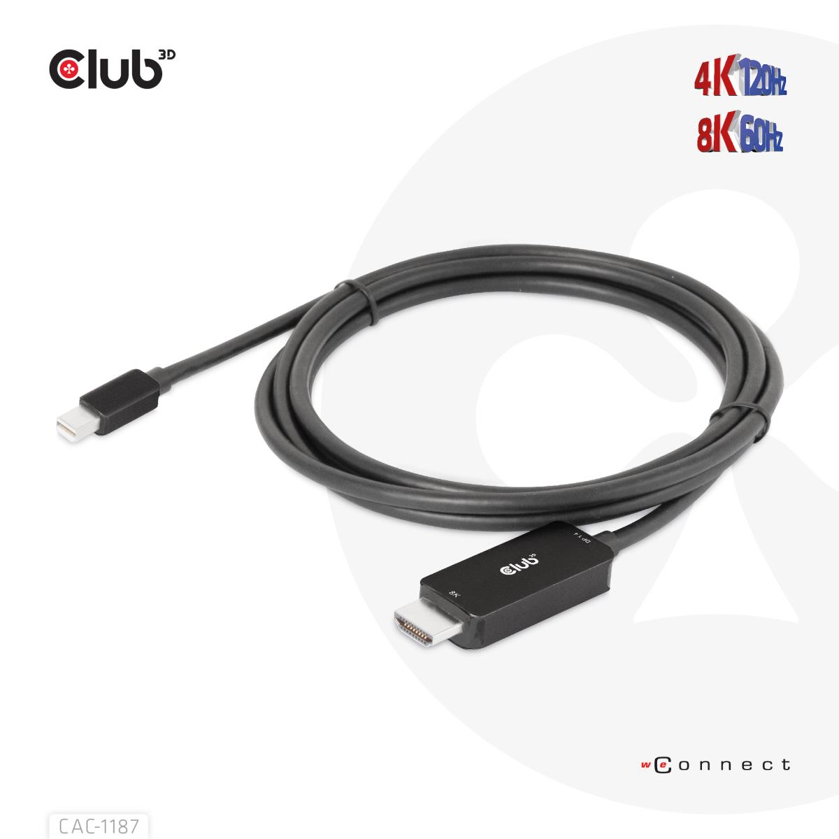 MiniDisplayPort 1.4 To Hdmi 4k120hz Or 8k60hz Hdr10+ Cable M/m 1.8m