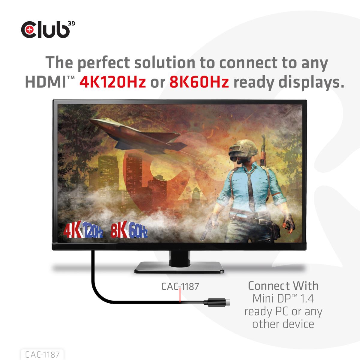 MiniDisplayPort 1.4 To Hdmi 4k120hz Or 8k60hz Hdr10+ Cable M/m 1.8m