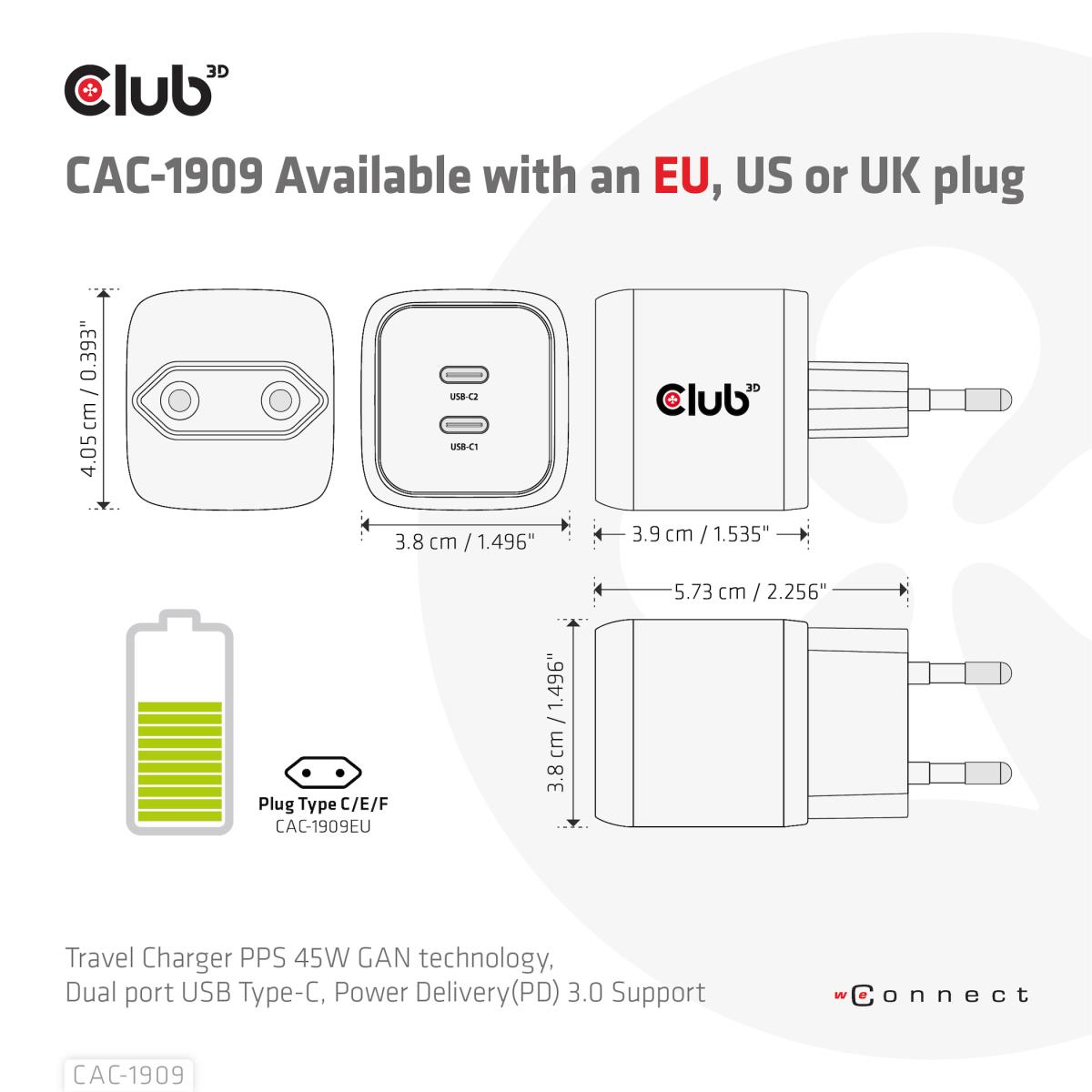 Travel Charger Pps 45w Gan Technology Dual Port USB Type-c Power Delivery(pd) 3.0 Support