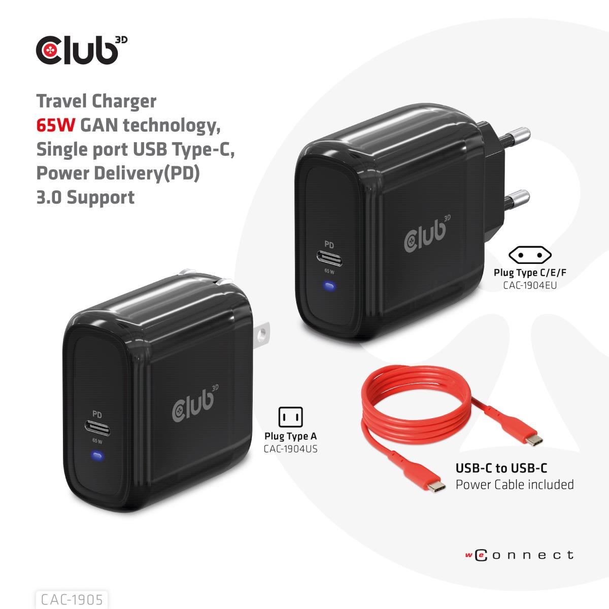 Travel Charger Pps 65w Gan Technology Single Port USB Type-c Power Delivery(pd)3.0 Support