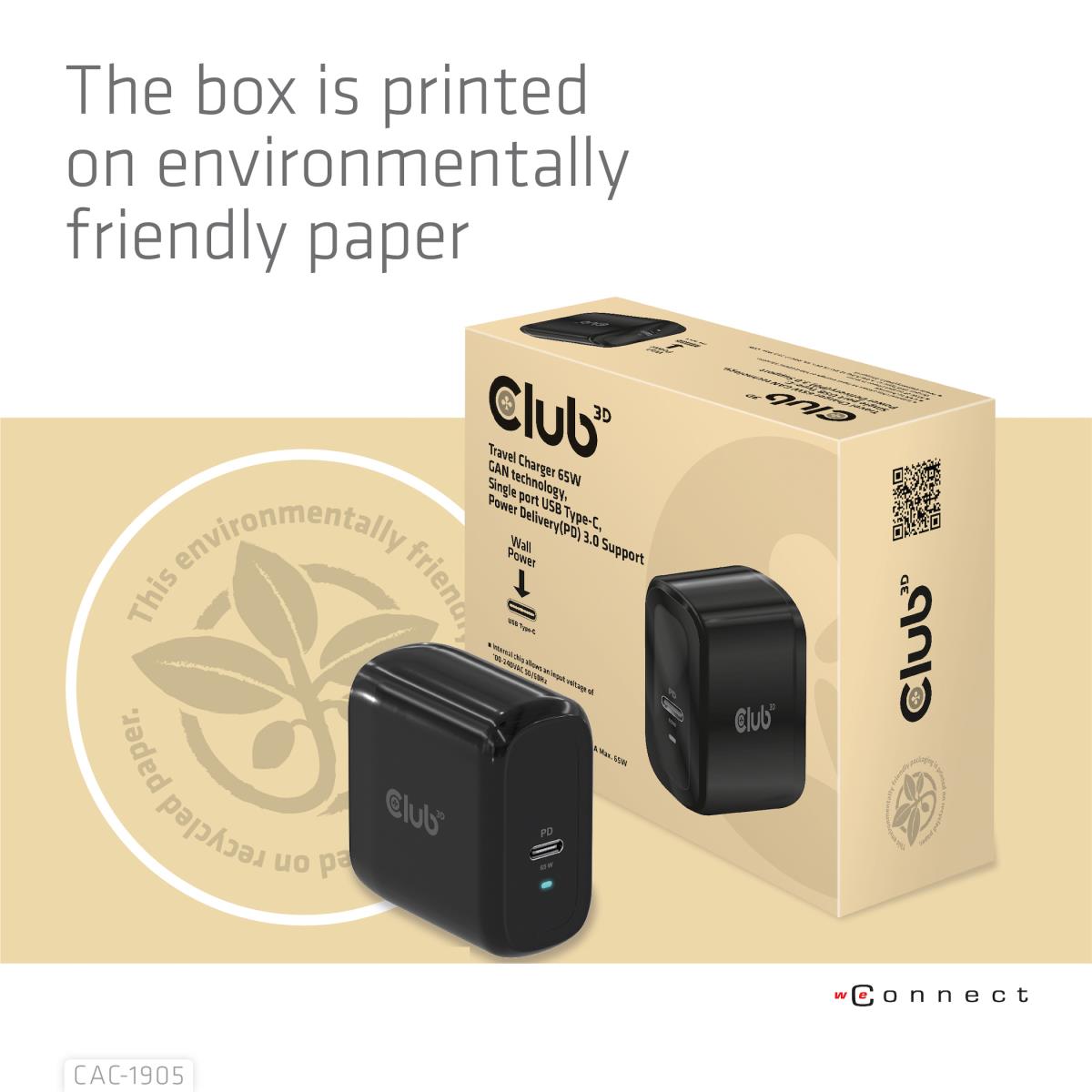 Travel Charger Pps 65w Gan Technology Single Port USB Type-c Power Delivery(pd)3.0 Support