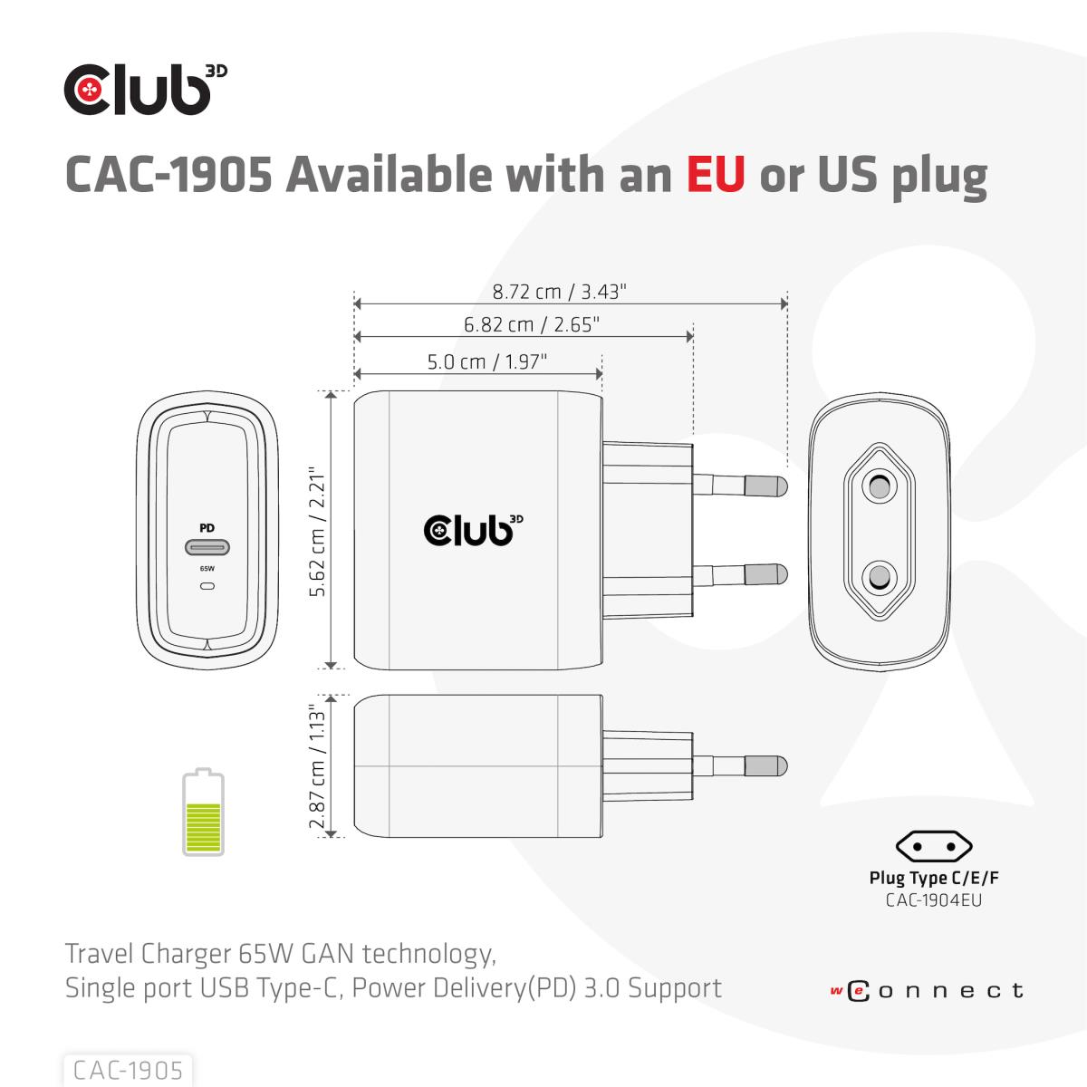 Travel Charger Pps 65w Gan Technology Single Port USB Type-c Power Delivery(pd)3.0 Support