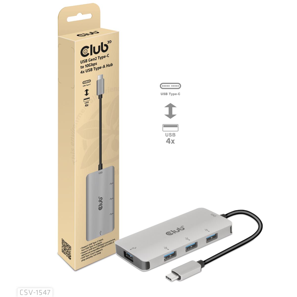 USB Gen2 Type-c To 10gbps 4x USB Type-aaluminium Casing Hub
