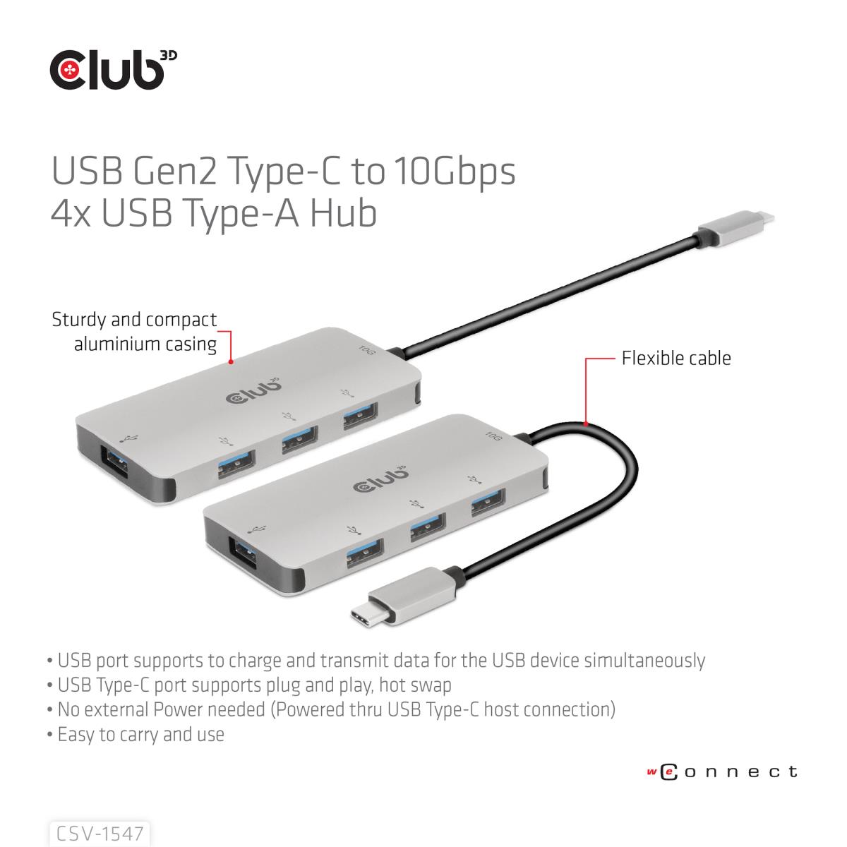 USB Gen2 Type-c To 10gbps 4x USB Type-aaluminium Casing Hub