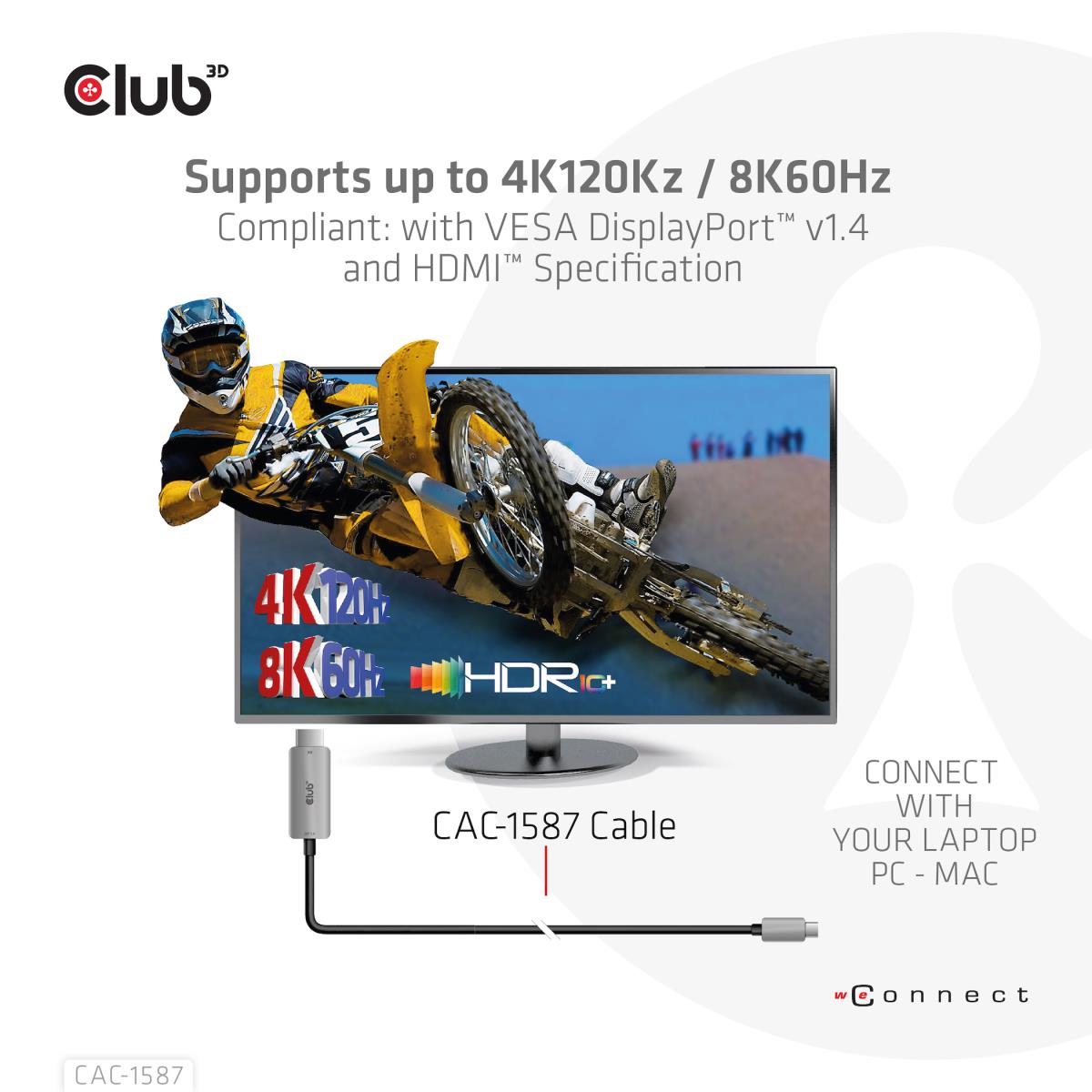 USB Gen2 Type-c To Hdmi 4k120hz 8k60hz Hdr10 With Dsc1.2 Active Cable M/m 3m