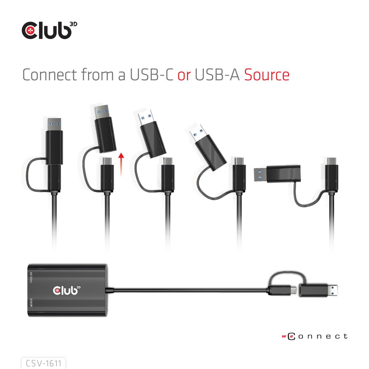 Csv-1611 USB Gen1 Type-c/-a To Dual Hdmi (4k/30hz) / Vga (1080/60hz)