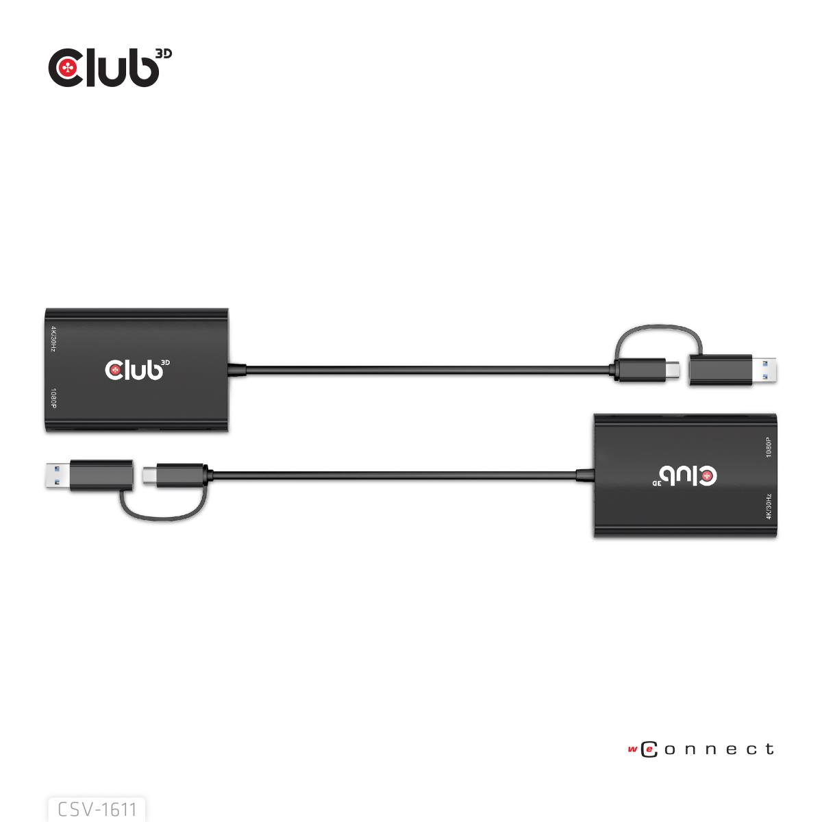 Csv-1611 USB Gen1 Type-c/-a To Dual Hdmi (4k/30hz) / Vga (1080/60hz)
