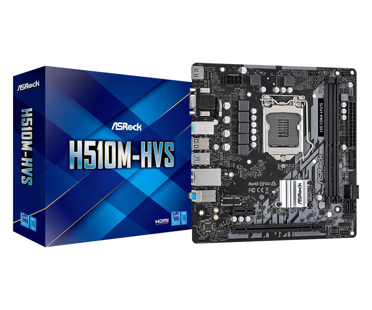 Motherboard H510m-hvs LGA1200 Intel H510 2 X Ddr4 USB 3.2 SATA 3 7.1ch Hd Audio MATX