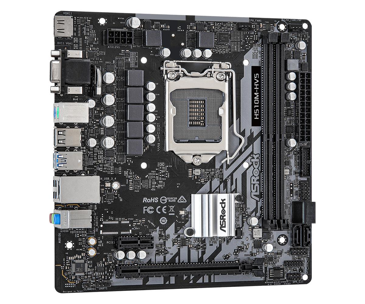 Motherboard H510m-hvs LGA1200 Intel H510 2 X Ddr4 USB 3.2 SATA 3 7.1ch Hd Audio MATX