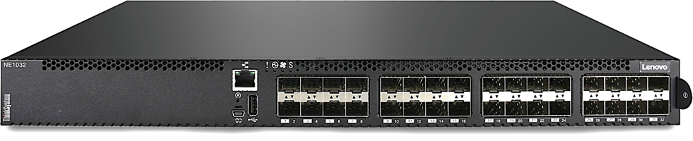 ThinkSystem NE1032 RackSwitch (Front to Rear)