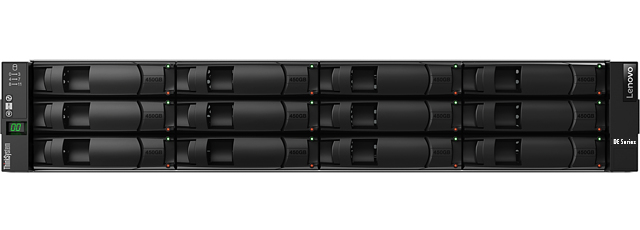 ThinkSystem DE4000H iSCSI Hybrid Flash Array LFF (16 GB cache, 4x 10 Gb iSCSI base ports [no SFPs], 8x 10/25 Gb iSCSI HIC ports [no SFPs])