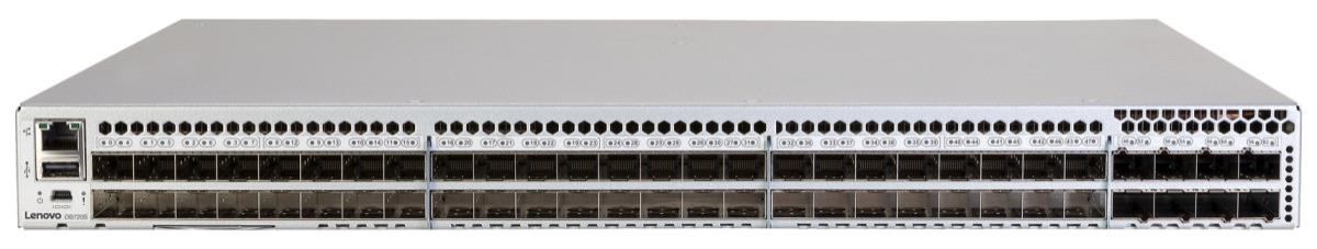 ThinkSystem DB720S, 24 ports active with 32GB SWL SFPs, 2 power supplies (Port side exhaust), rail kit
