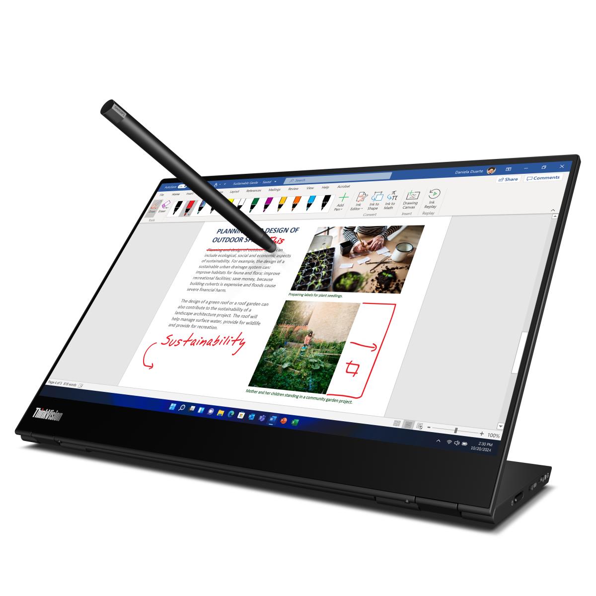 Touch USB-C monitor - ThinkVision M14t Gen 2 - 14in - 2240x1400 - IPS