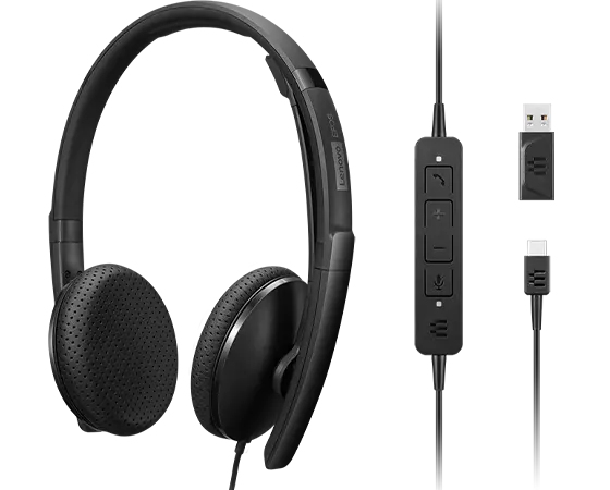Wired VoIP Headset (UC) - Stereo - USB-C - Black - USB C to A converter
